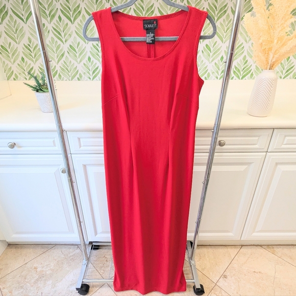 Scarlett Column Dress Red 10 Sleeveless - Picture 2 of 9